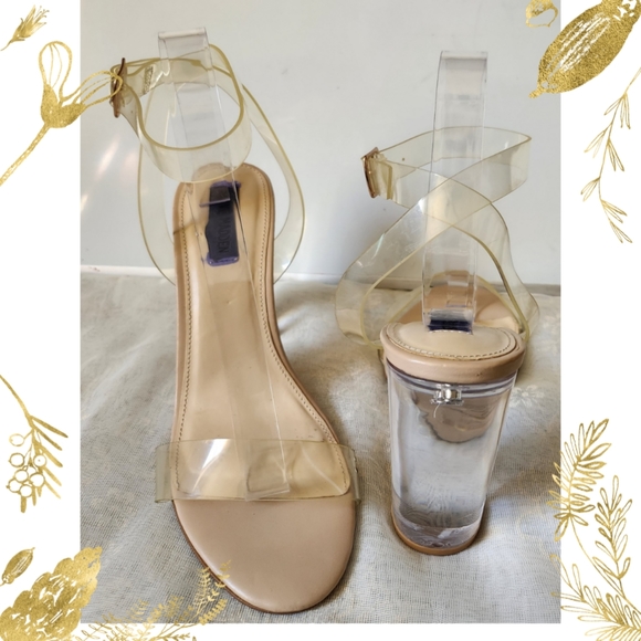 STEVE MADDEN "CAMILLE " LUCITE ANKLE STRAP SANDALS - Picture 4 of 8